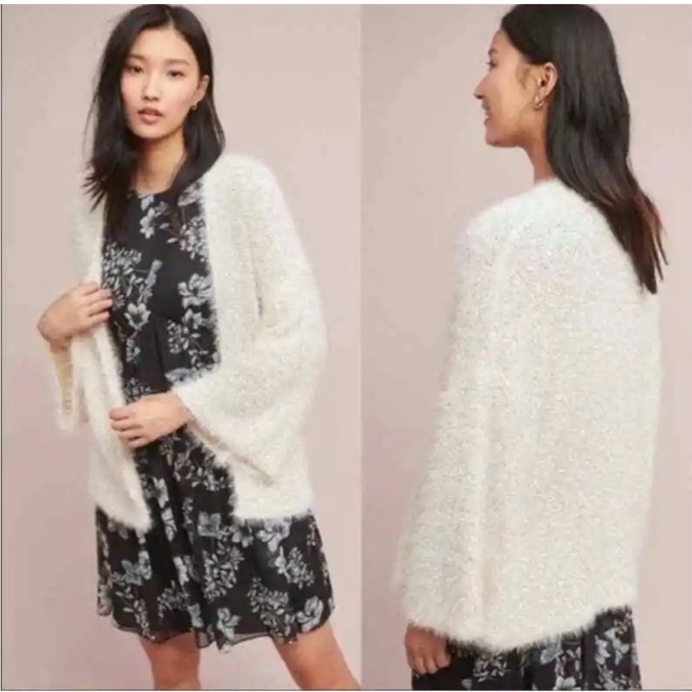 Anthropologie Sleeping on Snow Spirited Fuzzy Kimono Sleeve Open Cardigan